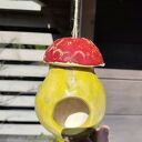 Domek ceramiczny do ogrodu - lampion z motywem ptaków