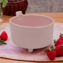 Różowa miseczka śniadaniowa z misiem - handmade ceramika na prezent