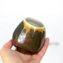 Małe męskie ceramiczne naczynie do yerba mate / matero ceramiczne handmade / brąz z czerwienią/ 240m