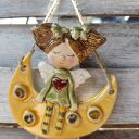 Anioł ceramiczny - ręcznie robiona pamiątka na chrzest i komunię 