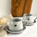Filiżanka ze spodkiem 250 ml Cappuccino z sercem - boho handmade