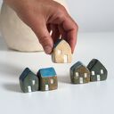 Małe ceramiczne domki handmade - zestaw 5 sztuk