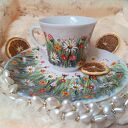 Komplet z porcelany ręcznie malowanej w stokrotki na łące (250 ml)