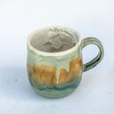 Duży ceramiczny kubek handmade z koniem w środku - beżyk, ok 400 ml