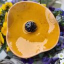 Morelowy kwiat ceramiczny do ogrodu - ręcznie robiona dekoracja