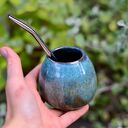 Małe ceramiczne naczynie do yerba mate / Matero ceramiczne handmade / 220 ml / zielonkawe