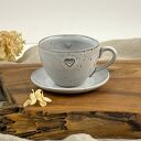 Filiżanka ze spodkiem boho 180 ml - cappuccino z sercem