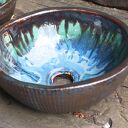 Ceramiczna Umywalka 38 cm Szafirowe Jezioro, Granat i Turkus