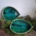 Zestaw dwóch talerzy ceramicznych Liści - Funkjaste Zielone