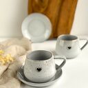 Filiżanka ze spodkiem 250 ml Cappuccino z sercem - boho handmade