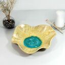 Duża misa dekoracyjna turkusowa muszla z ceramiki handmade