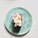 Bajeczna laguna - artystyczny talerz ceramiczny z odbitymi liśćmi