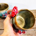 Handmade duży kubek z muchomorkiem - turkusowe poszycie, ok. 460 ml