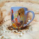 Ręcznie malowany wiejski kubek z porcelany 300 ml