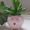 Mała różowa doniczka ceramiczna kot Kizior - Rękodzieło na prezent - Lamabo