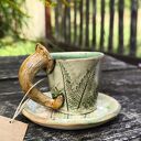 Filiżanka do espresso Paproć z Rydzem - ręcznie robiona ceramika