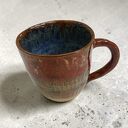 Ceramiczny kubek 290 ml toczony ręcznie w odcieniach niebieskiego i miedzianego