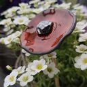 Kwiat ceramiczny na patyku - ręcznie robiona dekoracja do ogrodu i na prezent