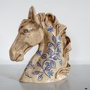 Pegaz - ceramiczne popiersie konia w stylu prowansalskim, biel z przecierkami, 26 cm