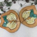 Czarka do espresso ceramiczna z podstawką - liść (ręcznie malowana)