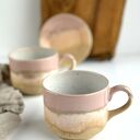 Kubek / duża filiżanka ceramiczna ręcznie robiona 350 ml - Różowe migdały