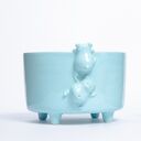 Miętowa miseczka śniadaniowa z misiami - rękodzieło Lamabo Ceramics