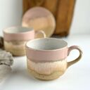 Kubek / duża filiżanka ceramiczna ręcznie robiona 350 ml - Różowe migdały