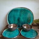 Zestaw talerzy i miseczek do sushi - Paprocie