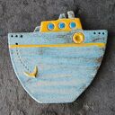 Ceramiczne statki 3 szt - 'AHOJ' - marynistyczna dekoracja wisząca handmade