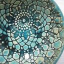 Turkusowa miseczka ceramiczna z koronką