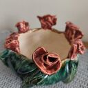 Donica ceramiczna z motywem kwiatów - handmade Wolna Chwila