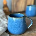 Zestaw dla dwojga - Kubek Beczułka ręcznie robiony niebieski 320 ml - Borówka