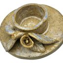 Ręcznie formowana ceramiczna podstawka pod świeczkę - motyw świąteczny
