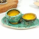 Jajecznik ceramiczny - zestaw z podstawką i miseczką na sól