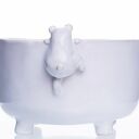 Biała miseczka śniadaniowa z misiem - rękodzieło na prezent od Lamabo Ceramics