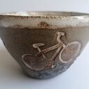 Duży kubek "Rowerowe LOVE" 2 - ceramika handmade z gliny szamotowej