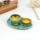 Jajecznik ceramiczny - zestaw z podstawką i miseczką na sól
