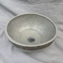 Duża umywalka ceramiczna - beżowa misa z koronką w stylu wiejskim