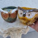 Osłonka do kwiatów Sowa z ceramiki - handmade do doniczek i ziół