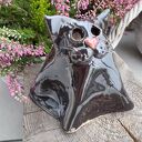 Czarny ceramiczny lampion kot-duch 12 cm