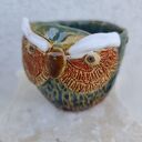 Osłonka do kwiatów Sowa z ceramiki - handmade do doniczek i ziół