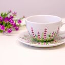 Duża filiżanka motyw lawendy 280 ml - ręcznie malowana porcelana