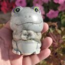 Ceramiczna żaba do doniczki - ręcznie robiona figurka