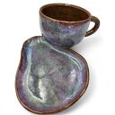 Duży kubek z talerzykiem - polarna zorza