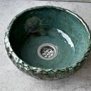 Umywalka ceramiczna Rybia Łuska z turkusową glazurą - rękodzieło do małej łazienki