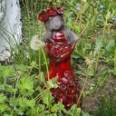 Anioł ceramiczny Makowa Panienka - 25 cm, błyszczące szkliwa, ręczne wykonanie 