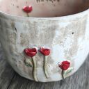 Kubek ceramiczny z kwiatami handmade 350 ml