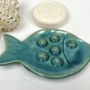 Ceramiczna mydelniczka ręcznie robiona „Rybcia turkus”