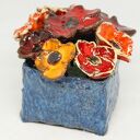 KWIATY CERAMICZNE PIĘKNY DUŻY WYJĄTKOWY KOMPLET z BOXEM ROZMIAR M HANDMADE REKODZIEŁO