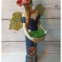 Anioł z makami, chrobotkiem i ptakami - ceramika handmade